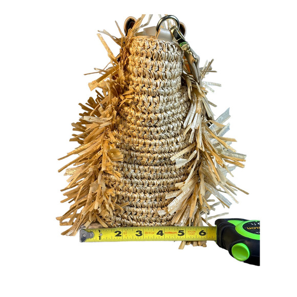 Sondra Roberts Boho Beach Fringe Squared Natural Straw Raffia Weave Bag Purse - Picture 10 of 15
